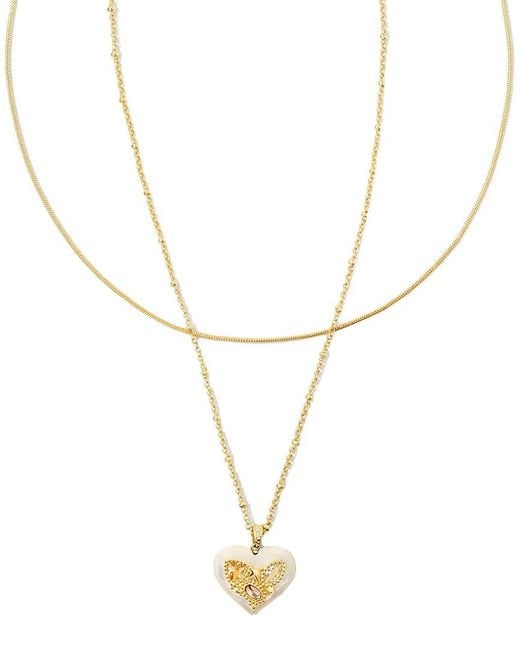 Kendra Scott Metallic Penny Heart 14K Mother Of Pearl Multi Strand Necklace