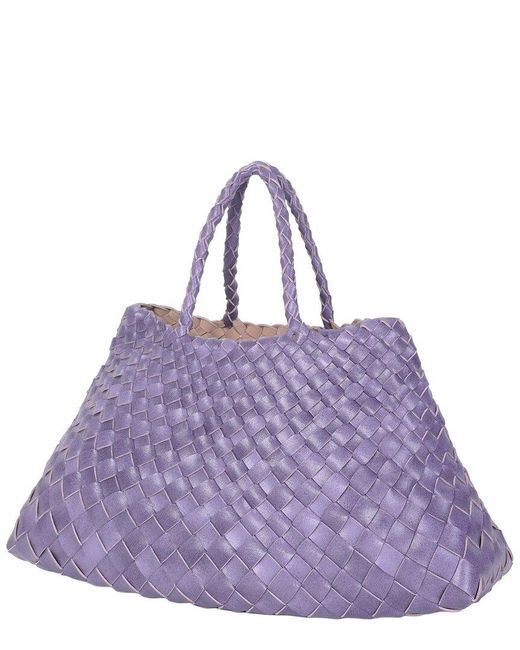 Tiffany & Fred Paris Purple Woven Leather Tote