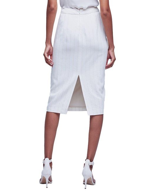 L'Agence White Julie Tailored Linen-Blend Pencil Skirt