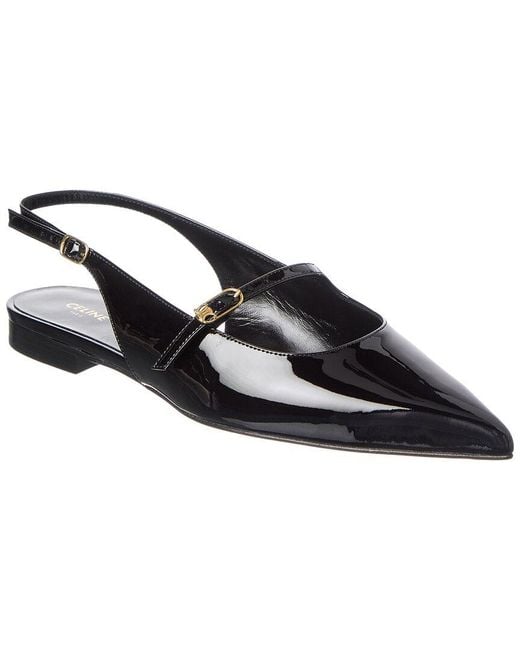 Céline Black Alma Triomphe Patent Slingback Flat