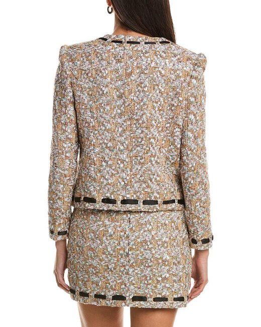MILLY Gray Roman Tweed Ribbon Jacket