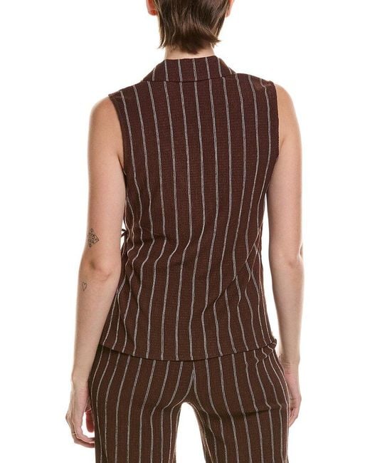 Anne Klein Brown Petite Notched Neck Wrap Top