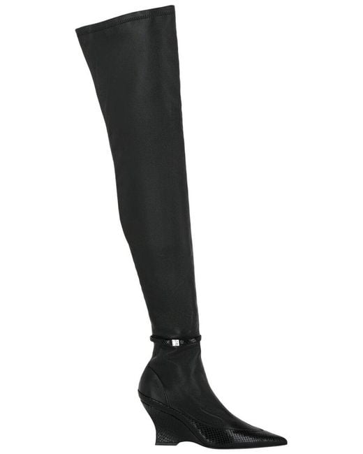 Givenchy Black Raven Leather Over-The Knee Boot