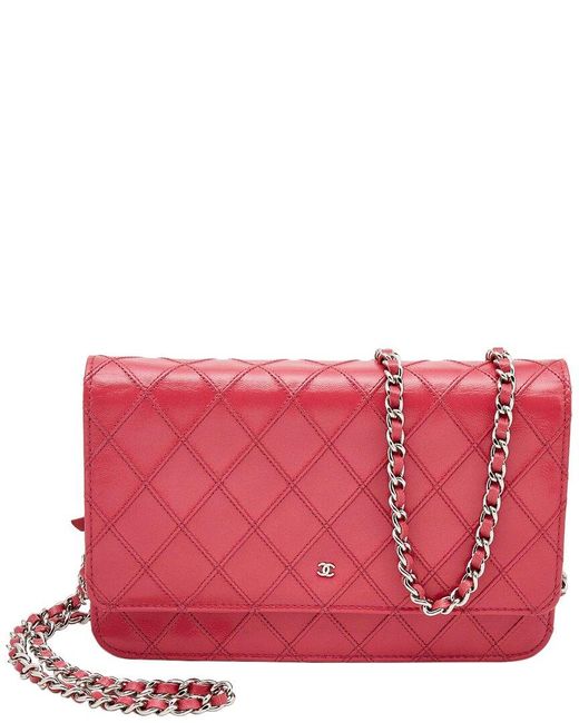 Chanel Red Quilted Leather Wallet On Chain (Authentic Pre-Owned)