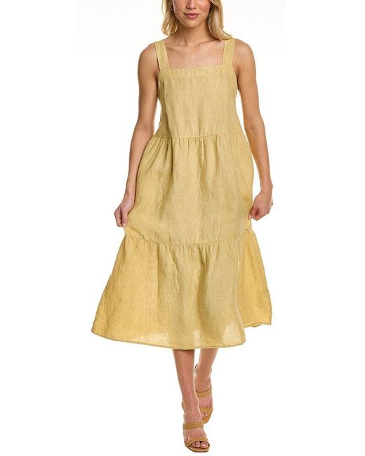 Eileen Fisher Yellow Delave Tiered Midi Dress
