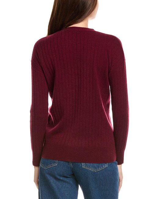 Kier + J Red Kier + J Ribbed V-Neck Wool & Cashmere-Blend Cardigan