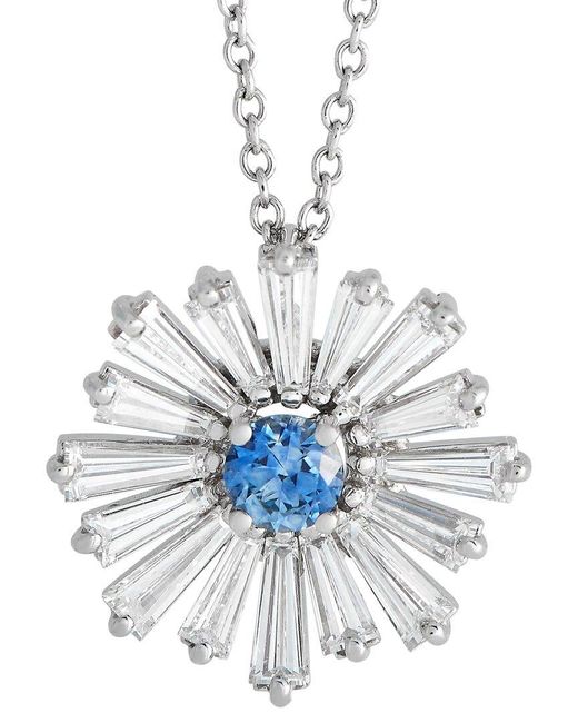 Harry Winston White Platinum 1.52 Ct. Tw. Diamond & Sapphire Necklace (Authentic Pre-Owned)