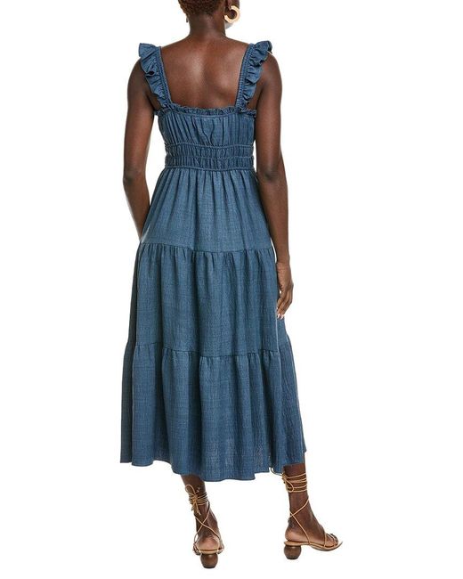 Maison Tara Blue Lelis Twill Midi Dress