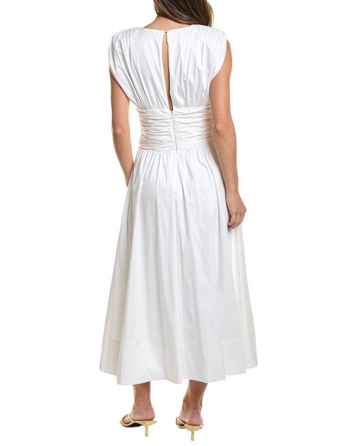 Toccin White Evangeline Strong Shoulder Midi Dress