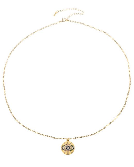 Eye Candy LA Natural Luxe Collection Ashton Evil Eye Sterling Silver Chain Necklace With Brass Pendant