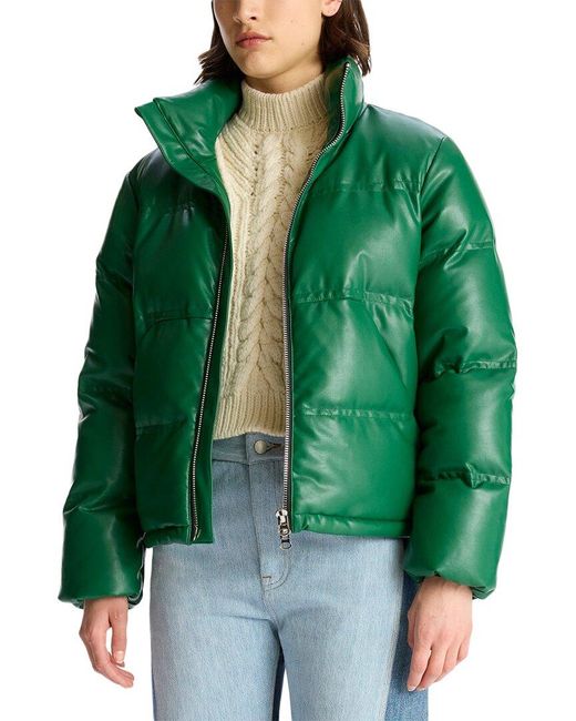 A.L.C. Green Mila Faux Leather Warm Puffer Jacket