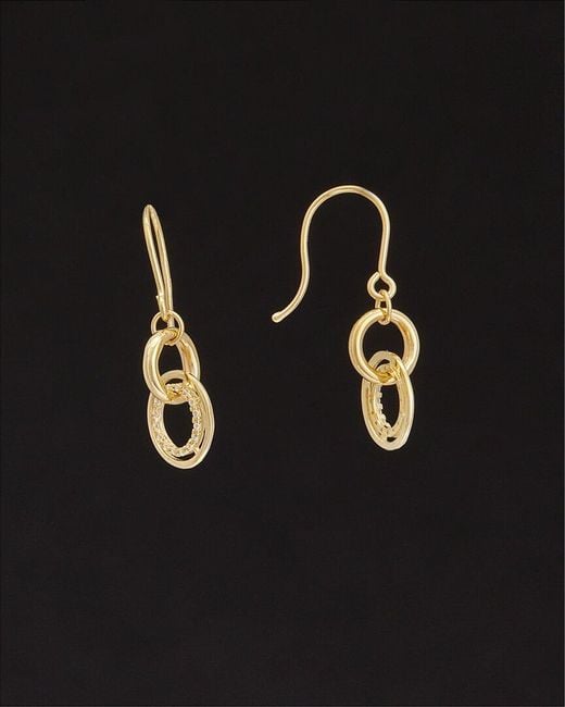Italian Gold Black 14k Interlocking Circle Dangle Earrings