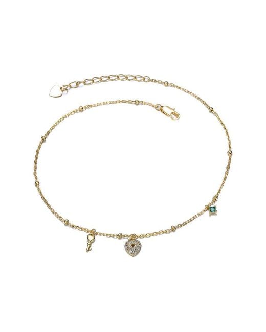 Rachel Glauber Metallic 14K Plated Cz Charm Bracelet