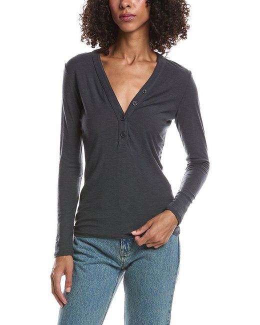 James Perse Blue Henley Top