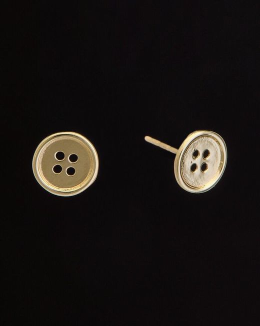 Italian Gold Black 14k Button Studs