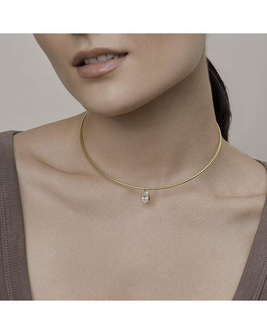 Lab Grown Diamonds Metallic 14K 1.28 Ct. Tw. Lab-Grown Diamond Omega Pendant Necklace