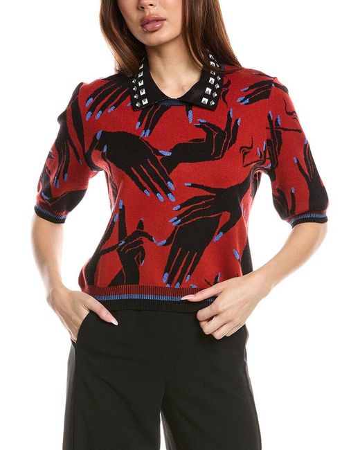 Diane von Furstenberg Red Antonella Wool-Blend Top