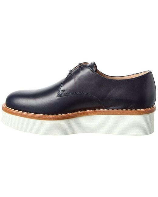 Tod's Blue Leather Platform Oxford