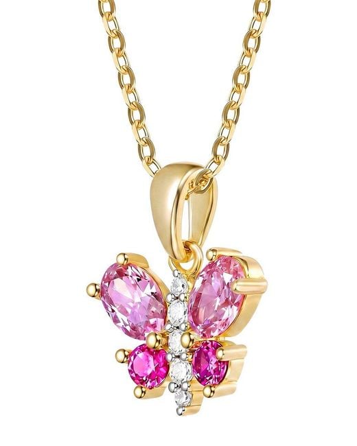 Genevive Jewelry Metallic Rachel Glauber 14K Plated Cz Pendant Necklace