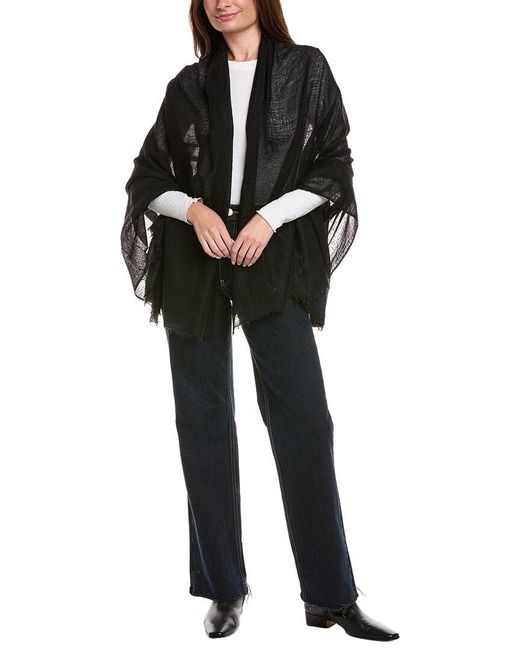 Amicale Cashmere Black Solid Felted Cashmere Wrap