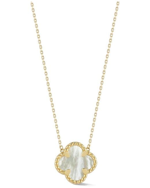 Ember Fine Jewelry Metallic 14K Mother Of Pearl Clover Necklace