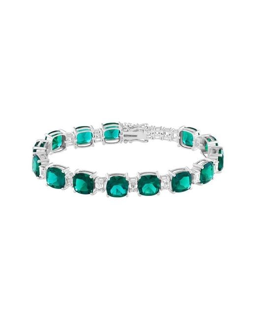 Effy Fine Jewelry Blue 14K 24.98 Ct. Tw. Lab-Grown Diamond & Lab-Grown Emerald Bracelet