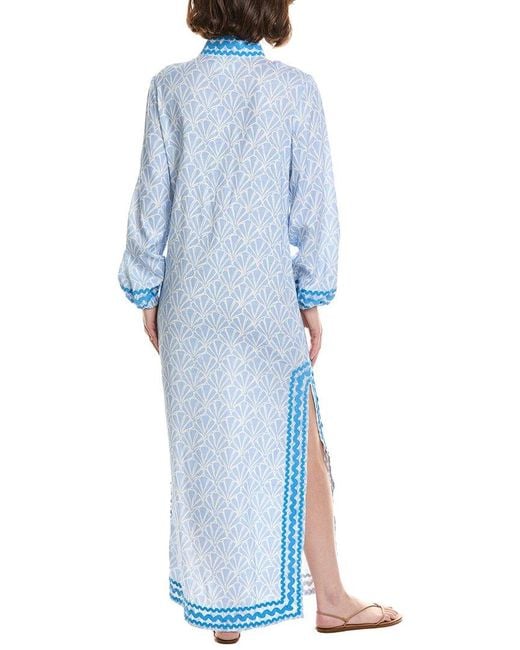 Sail To Sable Blue Ric Rac Linen-Blend Caftan
