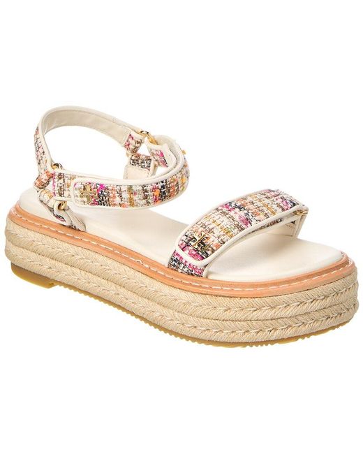 Tory Burch Metallic Espadrille Sport Tweed & Leather Sandal