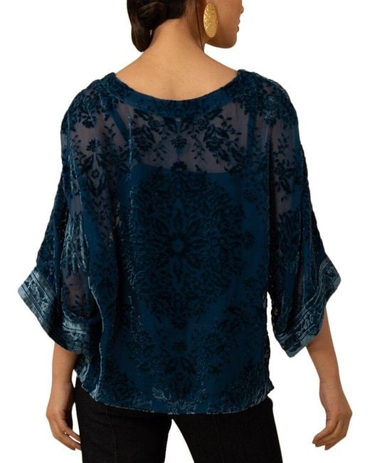 Hale Bob Blue Briar Silk-Blend Top