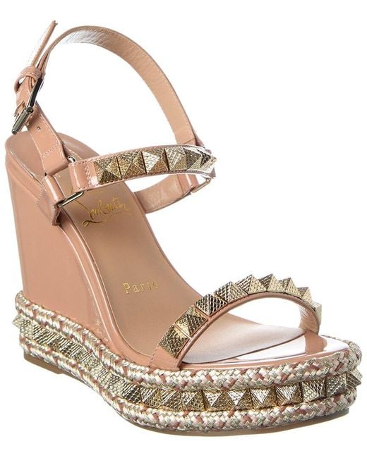 Christian Louboutin Metallic Pyraclou 110 Patent Wedge Sandal