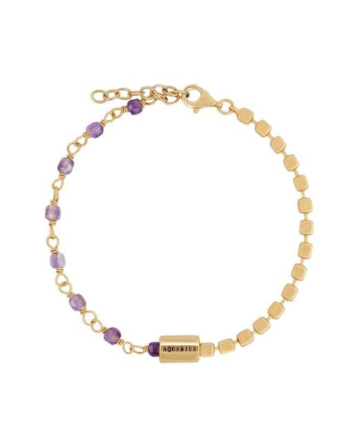 Karma and Luck Metallic Zodiac Plated Amethyst Beaded Bracelet