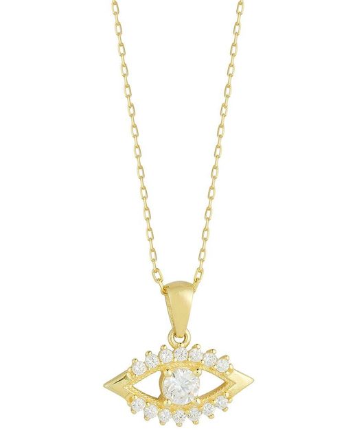Glaze Jewelry Metallic 14k Over Silver Cz Evil Eye Necklace