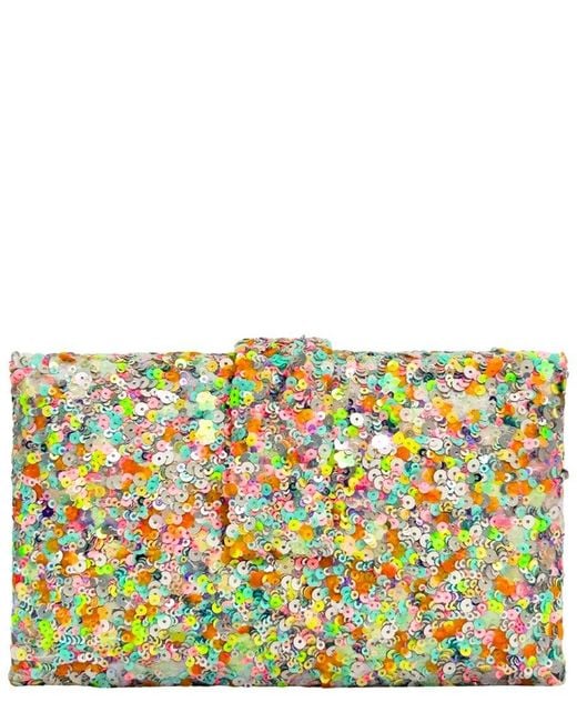 Simitri Multicolor Hand-Embroidered Sequin Box Clutch