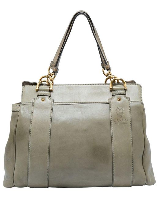 Gucci Gray Leather Moss Smilla Tote (Authentic Pre-Owned)