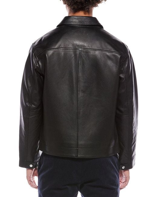 Theory Black Leather Workwear Jacket for men