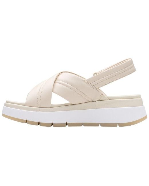 Clarks White Tuscan Cross Leather Sandal