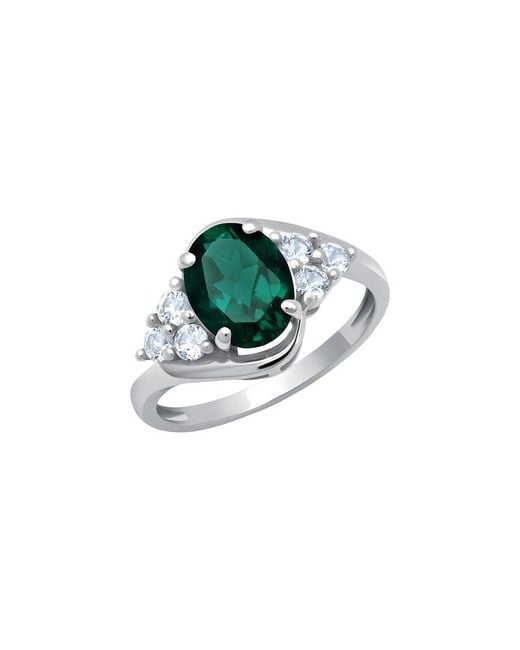 MaxColor Blue 10K 1.70 Ct. Tw. Lab-Grown Emerald Halo Ring