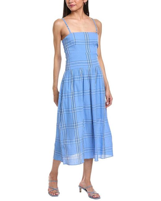 Garrie B Blue Drop-Waist Midi Dress