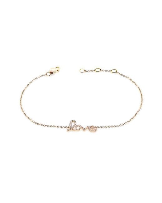 Sabrina Designs White 14k 0.11 Ct. Tw. Diamond Love Chain Bracelet