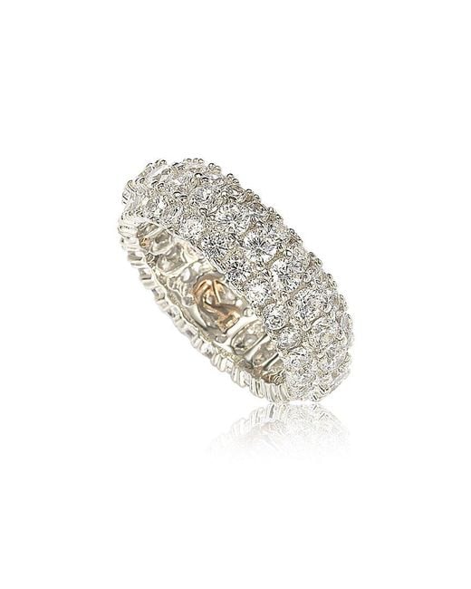Suzy Levian White Silver Cz Eternity Ring