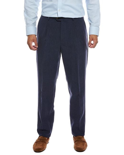 Brunello Cucinelli Blue Linen Trouser for men
