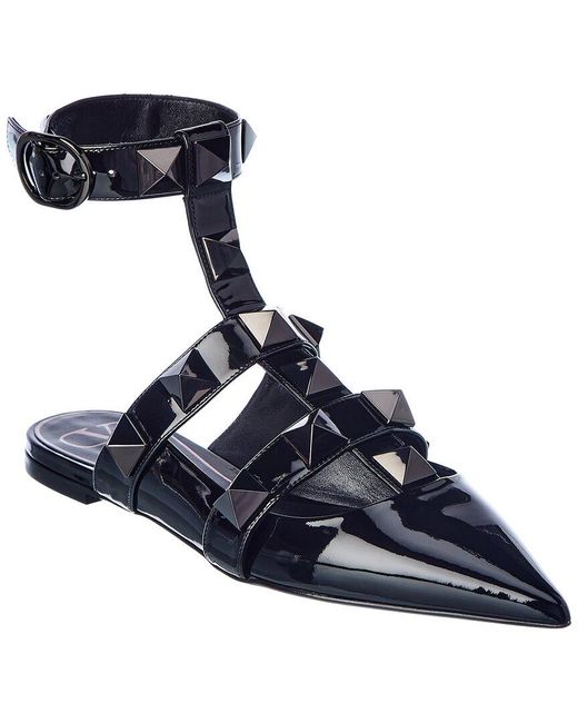 valentino roman stud ankle strap flat