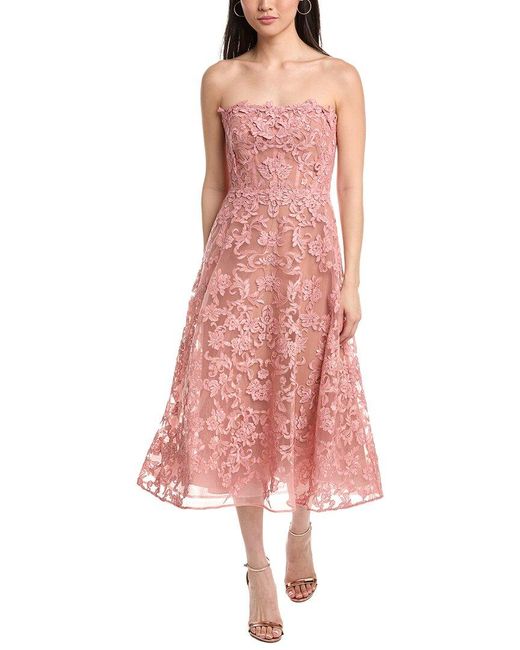 Marchesa Pink Midi Dress