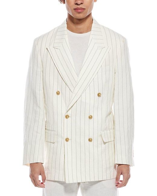 Todd Snyder White Pinstripe Wythe Linen-Blend Jacket for men