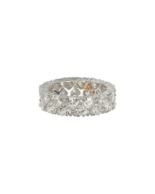 Suzy Levian White Silver Cz Eternity Ring