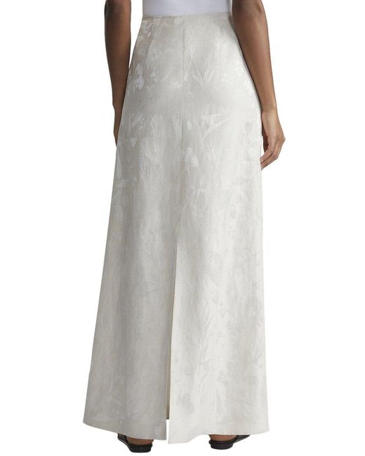 Lafayette 148 New York Gray Linen-Blend Maxi Skirt