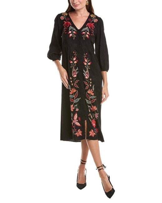 Johnny Was Black Button Front Dress