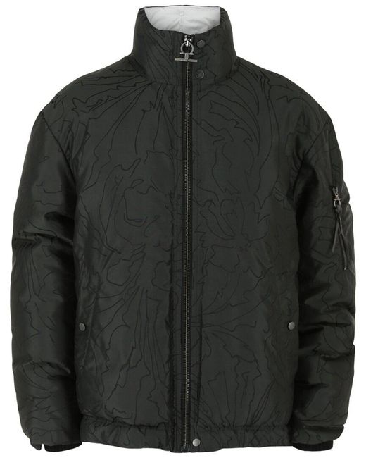 Ferragamo Black Abstract Print Quilted Jacket for men