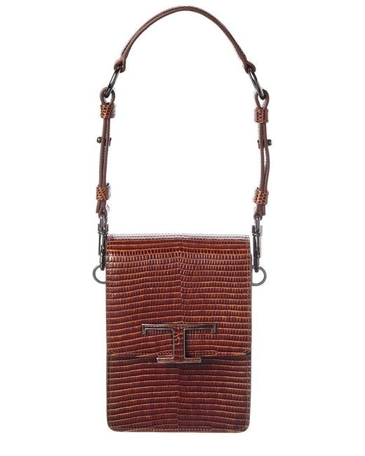 Tod's Red Embossed Leather Crossbody