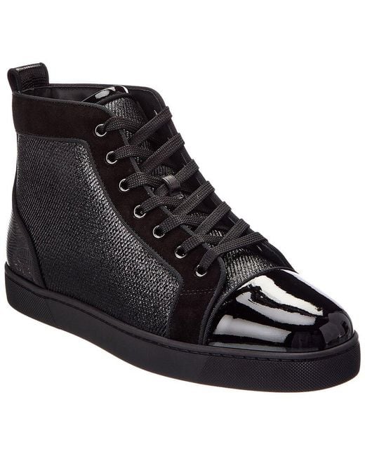 Christian Louboutin Black Louis Orlato Suede & Patent Sneaker for men